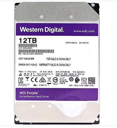 西部数据(WD)紫盘 12T SATA3 256M 7200转 监控硬盘WD121EJRX