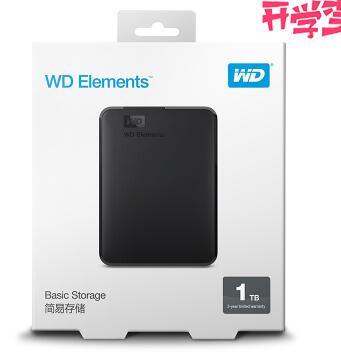 西部数据Elements Portable新元素系列2.5英寸USB3.0移动硬盘1TB（WDBUZG0010BBK）